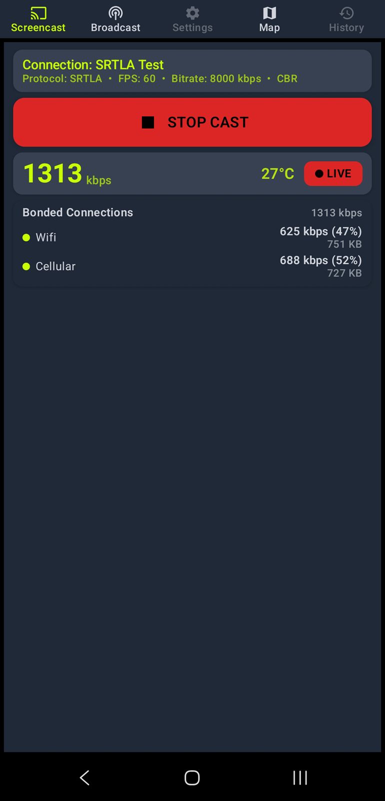 IRL+ Cast screen casting to OBS with connection settings