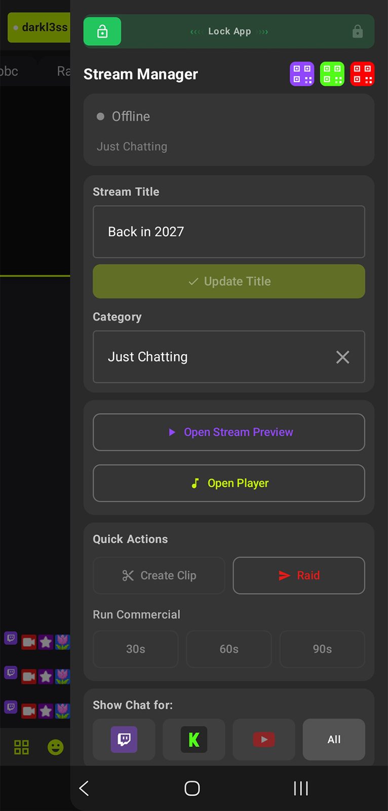 IRL+ Chat Stream Manager side panel